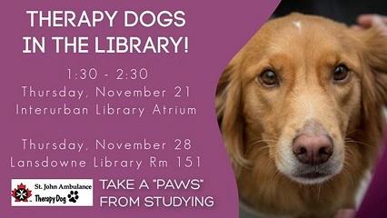 Therapy dogs at Interurban & Lansdowne Library